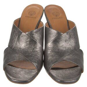 Coclico Leather Slides in Metallic Pewter size 7.5